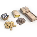 Organic Food Ingredients Beans Grains And Nuts In Woven Bowls Burlap Bags