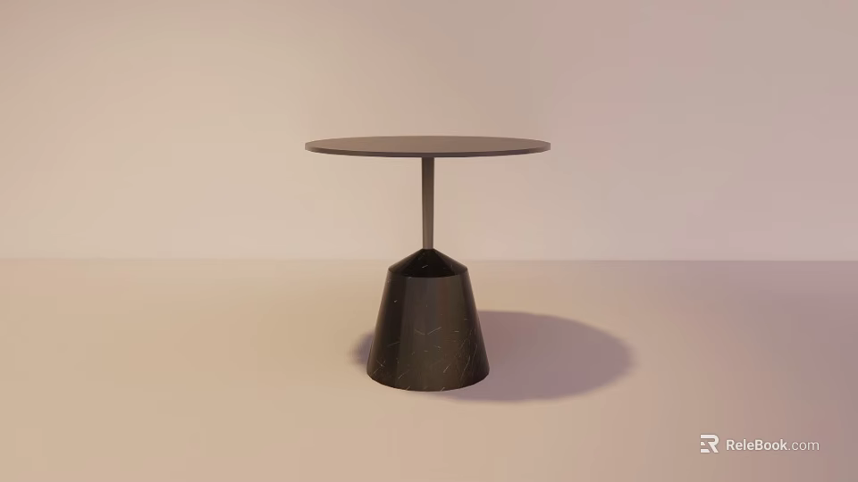 Modern Black Side Table With Round Tabletop And Conical Base Design 3d model