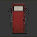 Vintage Red Industrial Fuel Dispenser Equipment With Dual Fuel Nozzles And Worn Surface