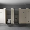 Modern Public Restroom With Double Sink Large Mirror And Smart Toilet