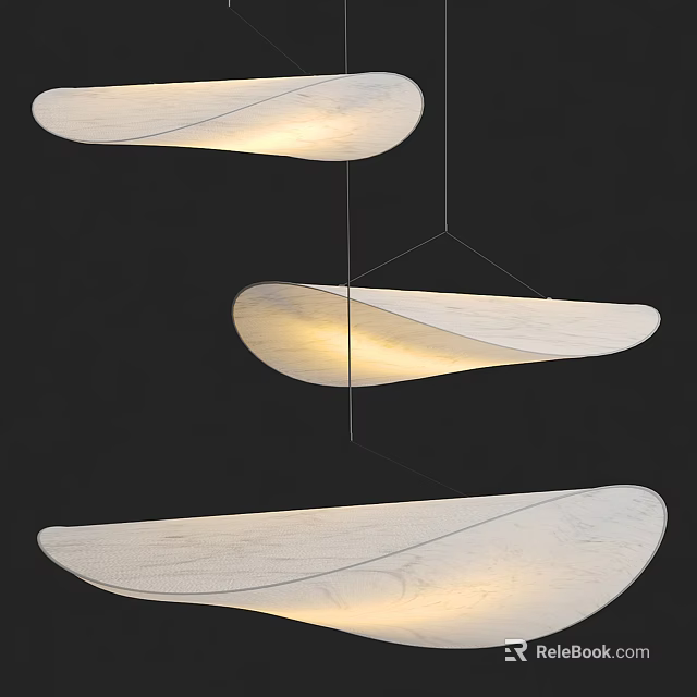 Modern White Leaf Shaped Pendant Lights With Soft Warm Glow Design 3d model 
