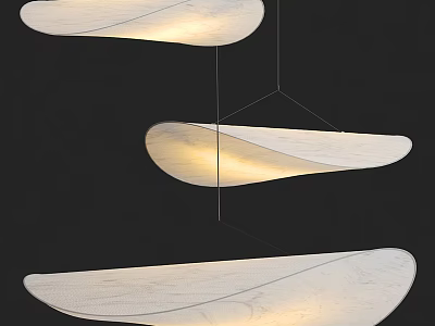 Modern White Leaf Shaped Pendant Lights With Soft Warm Glow Design 3d model