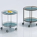 Modern Double Tier Round Coffee Tables With Glass Tops Metal Frames And Wheels