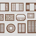 New Chinese-style window openwork window retro window pane openwork window grilles 3d model