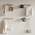 Stylish Wall Mounted Wooden Hooks With Coats Bags Hats And Scarves