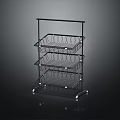 3 Tier Metal Storage Rack With Basket Design And Rolling Wheels For Home Organization