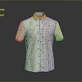 Short Sleeve Striped Patterned Shirt in Beige Color with Collared Design for Casual Wear
