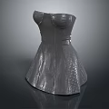 Grey Corset Dress With Shiny Texture Fitted Waist And Elegant Design