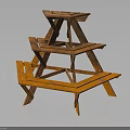 Three Tiered Wooden Plant Stand With Cross Structure For Indoor Outdoor Plants