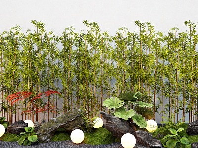 Landscape Bamboo Courtyard Bamboo Landscape Stone Micro-terrain Plant Combination 3d model