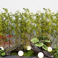 Landscape Bamboo Courtyard Bamboo Landscape Stone Micro-terrain Plant Combination 3d model