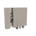 Modern Light Gray Wardrobe with Sliding Doors Open Shelves and Metal Handles for Home Storage