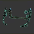 Black And Brown Mechanical Device With Blue Glowing Parts And Curved Metal Structure