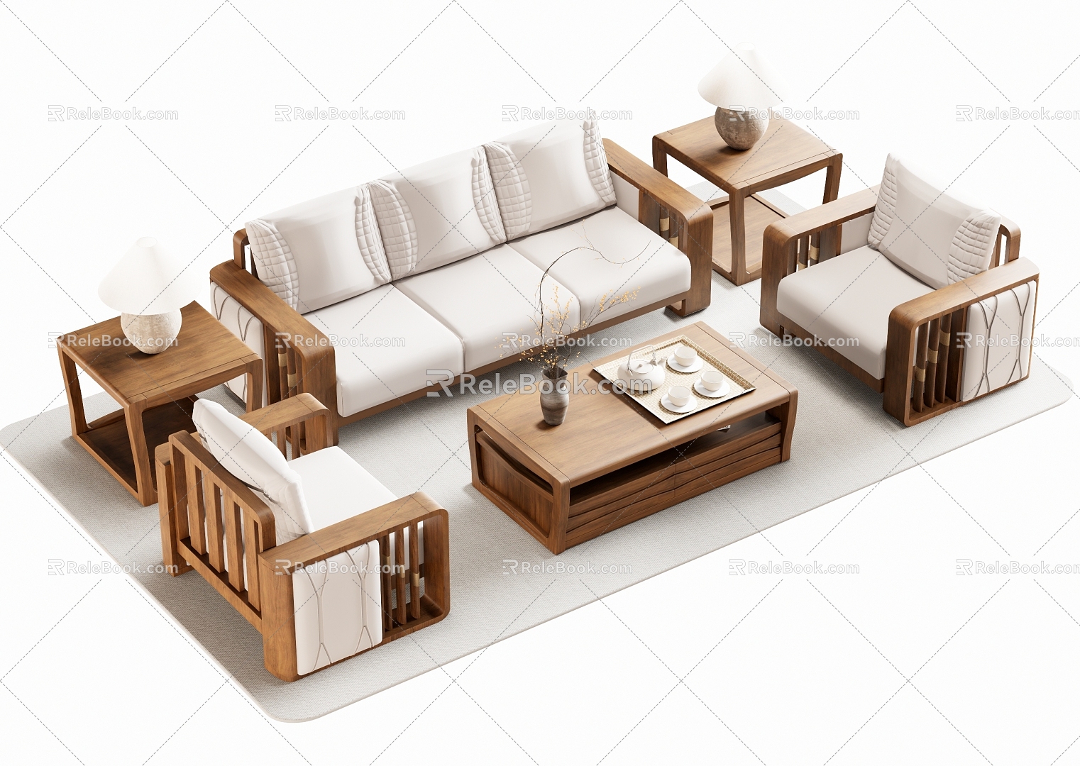 New Chinese Sofa Coffee Table 3d model