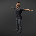3D Character Model With Mohawk Hairstyle Plaid Shirt Jeans And Outstretched Arms