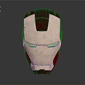 Detailed Iron Man Helmet With Red And Silver Metallic Finish And Blue Illuminated Eyes
