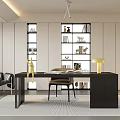 Modern Study Bookcase Desk 3d model