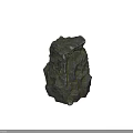 Natural Tall Rock Formation With Textured Surface And Mossy Patches