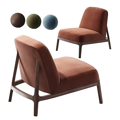 Modern Minimalist Brown Velvet Accent Chair Design With Comfortable Seat And Wooden Frame 3d model
