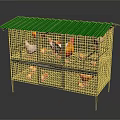 Multi Level Metal Chicken Coop With Green Roof And Chickens Inside