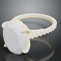 Elegant White Stone Ring With Small Decorative Stones And Metal Band