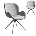 Modern Light Gray Upholstered Chair With Curved Backrest And Sleek Metal Legs