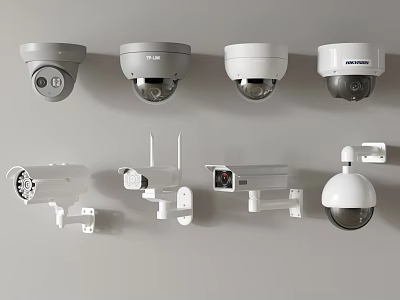 Various Types of Fire Equipment in Different Styles Installed on Wall Surface 3d model