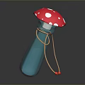 Mushroom Shaped Food Container With Red White Spots Blue Body And Yellow String Decoration