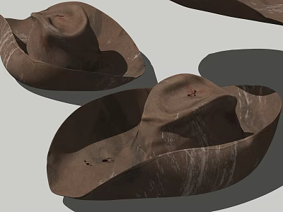 Worn Brown Cowboy Hat with Blood Stains Scratches and Vintage Look 3d model