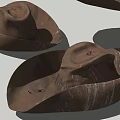 Worn Brown Cowboy Hat with Blood Stains Scratches and Vintage Look
