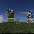 Scenic Photo Check In Spot With Green Bench Flower Arch And Blue Sky
