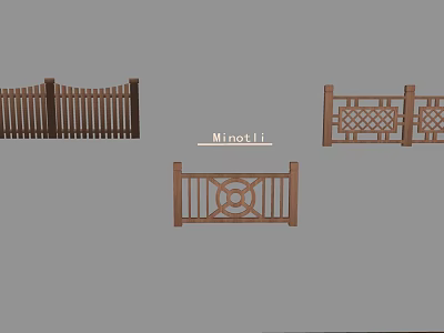 Minotti Wooden Railings With Various Stylish Designs And Decorative Patterns For Home 3d model