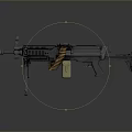 Modern Military Machine Gun With Tripod Ammunition Belt Magazine And Metal Finish