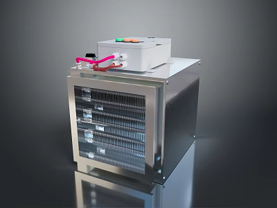 Industrial Control Equipment With Metal Casing Control Panel And Ventilation Grilles 3d model