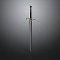 Medieval Metal Sword With Red Hilt And Long Sharp Blade Design