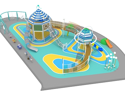 Modern children's play area play equipment model