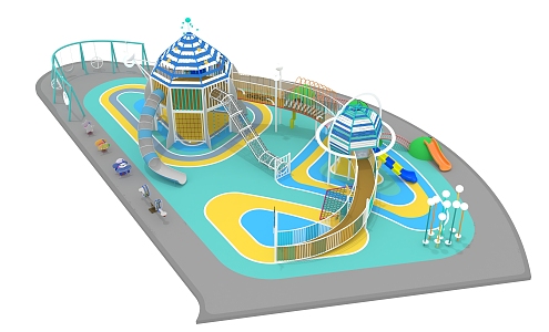 Modern children's play area play equipment 3d model