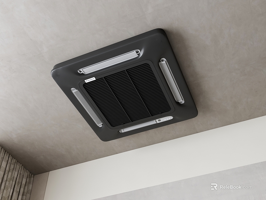 Recessed Ceiling Air Conditioner Fan With Black Grille Design For Modern Interior 3d model 