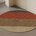 Round Rug With Red Brown Beige Striped Pattern For Home Interior Decor 3d model