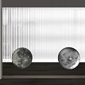 Two Moon Surface Texture Floor Lamps In Room With White Blinds And Wooden Floor