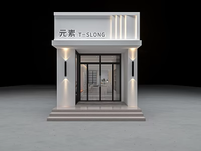 Modern Minimalist Beauty Hair Salon Storefront Design With Soft Ambient Lighting And Glass Entrance 3d model