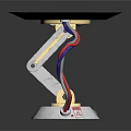 Computer Component With Circular Blue Glowing Pattern Gold Base And Colored Wires