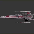 Futuristic Red and Silver Starfighter With Multiple Wings And Engines