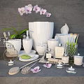 Elegant White Bathroom Accessories Including Soap Dish Toothbrush Holder Candles Orchid Decor for Modern Bathroom