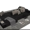 Plush Black Leather Sectional Sofa With Soft Pillows Side Tables And Cozy Living Room Setup