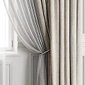 Elegant Layered Beige Curtains With Sheer White Panels For Window Decor