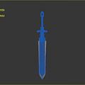 Ornate Fantasy Sword With Black Hilt And Orange Accent Blade Design