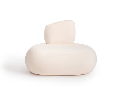 Modern Minimalist Cream Colored Single Sofa with Round Shaped Upholstered Comfortable Design 3d model