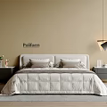 Poliform Double Bed With Beige Wall Headboard Quilt And Nightstands With Decor