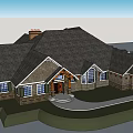 Traditional Single Family Home With Gabled Roof Chimney And Front Porch Wooden Trim